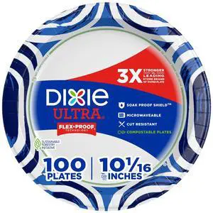 Ultra, Large Paper Plates, 10 Inch, 100 Count, 3X Stronger*, Heavy Duty, Microwave-Safe, Soak-Proof, Cut Resistant, Disposable Plates For Heavy, Messy Meals Ultra, Large Paper Plates, 10 Inch, 100 Count, 3X Stronger*, Heavy Duty, Microwave-Safe, Soak-Proof, Cut Resistant, Disposable Plates For Heavy, Messy Meals