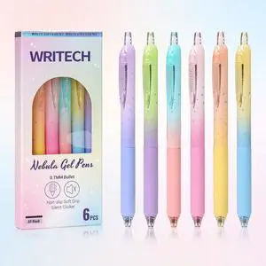 Gel Pens Fine Point: Nebula Pen Set 0.7mm Black Ink Retractable 6ct Medium Point Smooth Writing with Aesthetic Gradient Color Barrel for Journaling Note Taking Silent Click No Smear Gel Pens Fine Point: Nebula Pen Set 0.7mm Black Ink Retractable 6ct Medium Point Smooth Writing with Aesthetic Gradient Color Barrel for Journaling Note Taking Silent Click No Smear