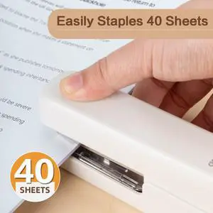 Stapler, 45 Sheet Capacity, White | Desktop Staplers with Integrated Staple Remover, Office Stapler Stapler, 45 Sheet Capacity, White | Desktop Staplers with Integrated Staple Remover, Office Stapler