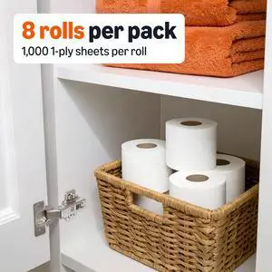 1000 Sheet 1-Ply Bath Tissue, 8 Rolls, Septic Safe 1000 Sheet 1-Ply Bath Tissue, 8 Rolls, Septic Safe