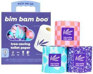 Bamboo Toilet Paper 2 Ply - Sustainable Toilet Tissue - 8 Double Rolls, 320 Sheets Per Roll - Septic Safe - Plastic Free Bamboo Toilet Paper 2 Ply - Sustainable Toilet Tissue - 8 Double Rolls, 320 Sheets Per Roll - Septic Safe - Plastic Free