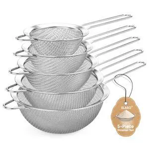 Fine Mesh Strainer Set 5 Pack, Stainless Steel Mini Small & Medium Sieves Colanders, Multipurpose Sifter Strainer for Tea, Pasta, Juice & Baking Fine Mesh Strainer Set 5 Pack, Stainless Steel Mini Small & Medium Sieves Colanders, Multipurpose Sifter Strainer for Tea, Pasta, Juice & Baking