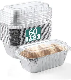 60 Pack 6x3.5x2 Disposable Aluminum Loaf Pans with Lids Small-Aluminum-Foil-Pans-Tin-Foil-Baking-Pans-Tin-Trays-Food-Containers-for-Baking-Cakes-Bread-Meat-Loaves 60 Pack 6x3.5x2 Disposable Aluminum Loaf Pans with Lids Small-Aluminum-Foil-Pans-Tin-Foil-Baking-Pans-Tin-Trays-Food-Containers-for-Baking-Cakes-Bread-Meat-Loaves
