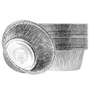 4.5'' Inch Round Tin Foil Pans Disposable Aluminum, Freezer & Oven Safe Pack of 20 4.5'' Inch Round Tin Foil Pans Disposable Aluminum, Freezer & Oven Safe Pack of 20