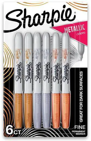 Metallic Permanent Markers, Fine Point, Assorted Metallic, 6 Count Metallic Permanent Markers, Fine Point, Assorted Metallic, 6 Count