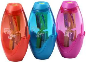 Office Pencil Sharpener, Manual, Twist-n-Sharp with Shavings Tray, Kids, Boys, Girls, Colored Pencils, 3-Pack, Blue, Orange, Pink Office Pencil Sharpener, Manual, Twist-n-Sharp with Shavings Tray, Kids, Boys, Girls, Colored Pencils, 3-Pack, Blue, Orange, Pink