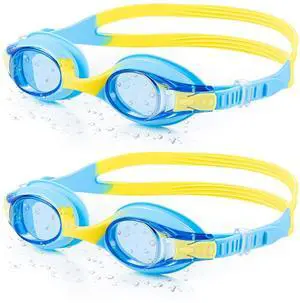 Portzon Unisex-Child Swim Goggles, Anti Fog No Leaking Clear Vision Water Pool Swimming Goggles, Blue/Yellow, Pack of 2 Portzon Unisex-Child Swim Goggles, Anti Fog No Leaking Clear Vision Water Pool Swimming Goggles, Blue/Yellow, Pack of 2