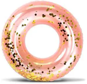 Inflatable Pool Float Tube Confetti 36 Inches Premium Swim Ring Heavy Duty Vinyl Flotation Pool Floats Toy for The Beach, Party, Vacation, UV Resistant - Pool Party (Rose Gold) Inflatable Pool Float Tube Confetti 36 Inches Premium Swim Ring Heavy Duty Vinyl Flotation Pool Floats Toy for The Beach, Party, Vacation, UV Resistant - Pool Party (Rose Gold)