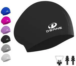 Womens Silicone Swim Cap for Long Hair,3D Ergonomic Design Silicone Swimming Caps for Women Kids Men Adults Boys Girls with Ear Plug and Nose Clip(Black/M) Womens Silicone Swim Cap for Long Hair,3D Ergonomic Design Silicone Swimming Caps for Women Kids Men Adults Boys Girls with Ear Plug and Nose Clip(Black/M)
