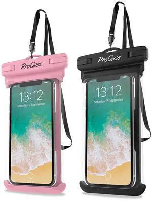 2 Pack Waterproof Phone Pouch, Underwater Phone Case Up to 7", Dry Bag for iPhone 17 Air 16 15 14 13 Pro Plus Max, Galaxy S24 S23 S22 Ultra Pixel, Beach Essentials -Pink & Black 2 Pack Waterproof Phone Pouch, Underwater Phone Case Up to 7", Dry Bag for iPhone 17 Air 16 15 14 13 Pro Plus Max, Galaxy S24 S23 S22 Ultra Pixel, Beach Essentials -Pink & Black