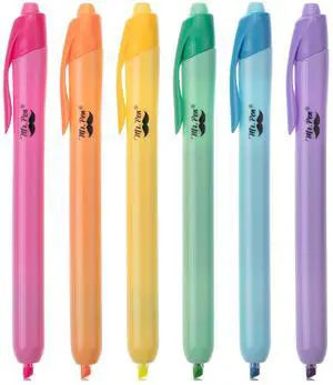 Retractable Highlighters, 6 Pack, Bright Colors Retractable Highlighters, 6 Pack, Bright Colors