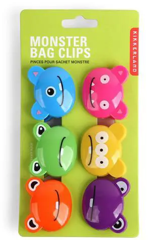 Monsters Bag Clips, Set of 6 Monsters Bag Clips, Set of 6
