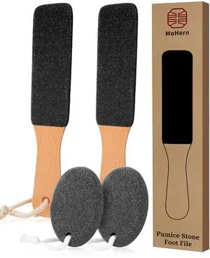 Pumice Stone Foot File, 4pcs Set Callus Remover for Feet with Wooden Handle, Pedicure Foot Scrubber to Remove Dead Skin, Dry, Rough, Corns Skin Scraper Pumice Stone Foot File, 4pcs Set Callus Remover for Feet with Wooden Handle, Pedicure Foot Scrubber to Remove Dead Skin, Dry, Rough, Corns Skin Scraper