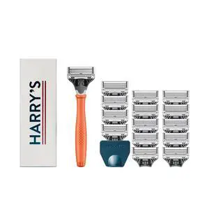 Original Shaving Kit for Men - Razor Handle, 15 Razor Blade Refills, and Travel Blade Cover - German Engineered - Orange Original Shaving Kit for Men - Razor Handle, 15 Razor Blade Refills, and Travel Blade Cover - German Engineered - Orange