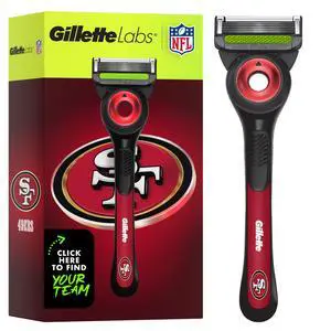 Special NFL 49ers Edition Shaving Razor for Men - 1 Handle, 4 Razor Blade Refills & Magnetic Stand, GilletteLabs with Exfoliating Bar Special NFL 49ers Edition Shaving Razor for Men - 1 Handle, 4 Razor Blade Refills & Magnetic Stand, GilletteLabs with Exfoliating Bar