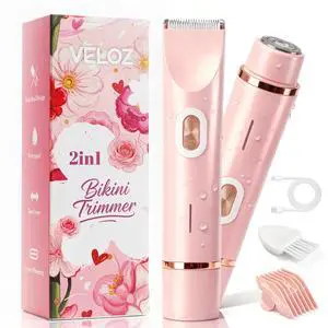 2-in-1 Bikini Trimmer for Women, Dual Head Electric Razor for Bikini Line, Face, Legs & Underarms, IPX7 Waterproof Cordless Shaver for Wet & Dry Use, Gentle Grooming for Sensitive Skin 2-in-1 Bikini Trimmer for Women, Dual Head Electric Razor for Bikini Line, Face, Legs & Underarms, IPX7 Waterproof Cordless Shaver for Wet & Dry Use, Gentle Grooming for Sensitive Skin