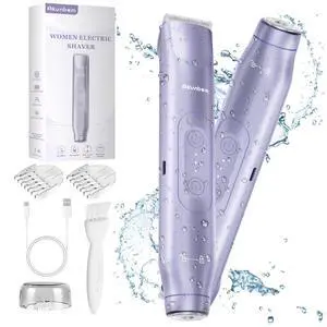 Bikini Trimmer for Women - 2 in 1 Electric Razors for Women - Dual Head Electric Shaver - IPX7 Waterproof Wet & Dry Use Body Hair Trimmer and Facial Hair Remover for Bikini Underarm Leg Arm Bikini Trimmer for Women - 2 in 1 Electric Razors for Women - Dual Head Electric Shaver - IPX7 Waterproof Wet & Dry Use Body Hair Trimmer and Facial Hair Remover for Bikini Underarm Leg Arm