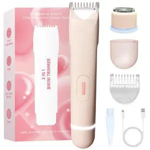 2 in 1 Bikini Trimmer for Women, Led Electric Dual Head Shaver Women, Rechargeable & Waterproof, Painless for Sensitive Skin, Electric Bikini Trimmer for Bikini Line & Pubic, Legs, Face, Underarms 2 in 1 Bikini Trimmer for Women, Led Electric Dual Head Shaver Women, Rechargeable & Waterproof, Painless for Sensitive Skin, Electric Bikini Trimmer for Bikini Line & Pubic, Legs, Face, Underarms
