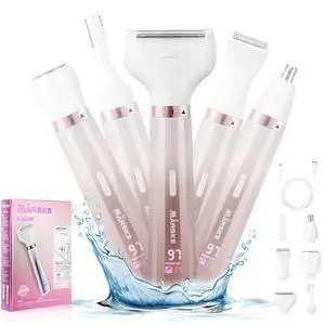 Electric Razor for Women, Bikini Trimmer 5 in 1 Electric Shavers Razors IPX6 Waterproof Wet/Dry Body Shaver for Face Nose Eyebrow Arms Armpit Legs Pubic Area Painless Replaceable Facial Hair Removal Electric Razor for Women, Bikini Trimmer 5 in 1 Electric Shavers Razors IPX6 Waterproof Wet/Dry Body Shaver for Face Nose Eyebrow Arms Armpit Legs Pubic Area Painless Replaceable Facial Hair Removal