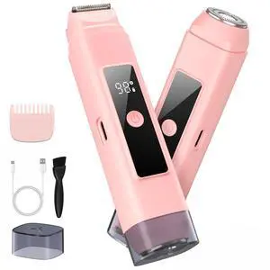 Bikini Trimmer for Women, Electric Razors for Women, IPX7 Waterproof, USB-C Rechargeable Pubic Hair Shaver, with LED Display, for Ladies Bikini Pubic, Face, Underarms, Legs, Pink Bikini Trimmer for Women, Electric Razors for Women, IPX7 Waterproof, USB-C Rechargeable Pubic Hair Shaver, with LED Display, for Ladies Bikini Pubic, Face, Underarms, Legs, Pink