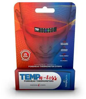 Fast Reading Disposable Forehead Thermometer Strips - Temp-N-Toss for Accurate & Hygienic Adult Temperature Measurement (6) Fast Reading Disposable Forehead Thermometer Strips - Temp-N-Toss for Accurate & Hygienic Adult Temperature Measurement (6)