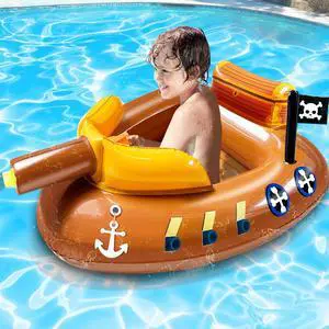 Inflatable Pirate Ship Pool Floats Kids 3-11 Years Toddler Pool Floaties with Water Cannon Gun Swimming Pool Toys Boys Girls Party Float Ride-on Floaty Rafts with Safety Seat Summer Outdoor Water Game Inflatable Pirate Ship Pool Floats Kids 3-11 Years Toddler Pool Floaties with Water Cannon Gun Swimming Pool Toys Boys Girls Party Float Ride-on Floaty Rafts with Safety Seat Summer Outdoor Water Game