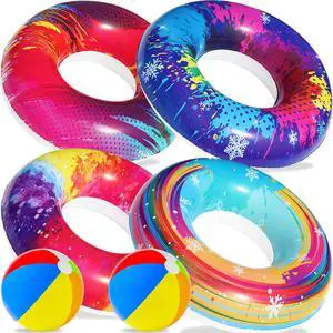 6PCS Pool Floats Kids, 4 Pcs Swim Tubes Rings & 2 Pcs Beach Balls, Inflatable Pool Floaties Water Toys for Swimming Pool Party Kids Adults, Swim Tubes for Beach Swimming Party 6PCS Pool Floats Kids, 4 Pcs Swim Tubes Rings & 2 Pcs Beach Balls, Inflatable Pool Floaties Water Toys for Swimming Pool Party Kids Adults, Swim Tubes for Beach Swimming Party