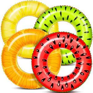 4 Pack Inflatable Pool Floats Fruit Tube Rings, Fruit Swim Tubes, Pool Floaties Toys, Beach Swimming Party Toys for Kids and Adults (Fruit) 4 Pack Inflatable Pool Floats Fruit Tube Rings, Fruit Swim Tubes, Pool Floaties Toys, Beach Swimming Party Toys for Kids and Adults (Fruit)