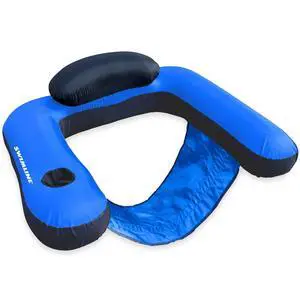 ORIGINAL Fabric Covered U-Seat Inflatable Pool Lounger | With Comfortable Sling Seat, Back Rest, and Built In Cup Holder | For Pool, Beach, Lake, and More ORIGINAL Fabric Covered U-Seat Inflatable Pool Lounger | With Comfortable Sling Seat, Back Rest, and Built In Cup Holder | For Pool, Beach, Lake, and More
