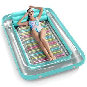 4 in 1 Inflatable Tanning Pool Lounger Float - Sunbathing Lounge Floatie Raft Toys, Water Filled Tanning Bed Mat Pad Blow Up Kiddie Pool with Ball Pit for Adult, Kids (L) 4 in 1 Inflatable Tanning Pool Lounger Float - Sunbathing Lounge Floatie Raft Toys, Water Filled Tanning Bed Mat Pad Blow Up Kiddie Pool with Ball Pit for Adult, Kids (L)
