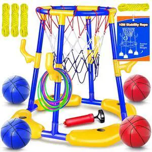 Pool Basketball Hoop Floating with Anti-Tip & Anti-Drift Design, Basketball & Ring Toss Pool Toys for Kids Ages 4-8, 8-12, Summer Outdoor Water Toys Pool Games for Adults and Family Pool Basketball Hoop Floating with Anti-Tip & Anti-Drift Design, Basketball & Ring Toss Pool Toys for Kids Ages 4-8, 8-12, Summer Outdoor Water Toys Pool Games for Adults and Family