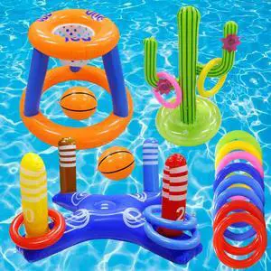 Pool Toys Games Set,Pool Basketball Hoop Inflatable Cross Ring Toss Game and Inflatable Cactus Kids for Teens Adults and Family (3 Set Water Toys) Pool Toys Games Set,Pool Basketball Hoop Inflatable Cross Ring Toss Game and Inflatable Cactus Kids for Teens Adults and Family (3 Set Water Toys)