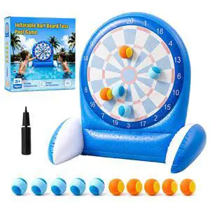 Inflatable Dart Board Water Game for Kids - Pool Toys with Sticky Balls, Safe PVC Material, Add Water for Stability, Includes 10 Balls & Air Pump, Ages 3-12 Family Outdoor Fun Inflatable Dart Board Water Game for Kids - Pool Toys with Sticky Balls, Safe PVC Material, Add Water for Stability, Includes 10 Balls & Air Pump, Ages 3-12 Family Outdoor Fun