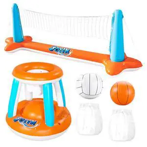 Pool Toys Games Set-Inflatable Pool Float Set Volleyball Net & Basketball Hoops, 2 in1 Floating Swimming Game Toy, Volleyball Swimming Pool Game for Kids and Adults, Backyard Beach Summer Toys Pool Toys Games Set-Inflatable Pool Float Set Volleyball Net & Basketball Hoops, 2 in1 Floating Swimming Game Toy, Volleyball Swimming Pool Game for Kids and Adults, Backyard Beach Summer Toys