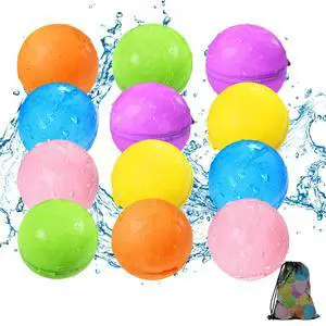 Reusable Water Balloons 12PCS - Summer Water Toys for Pool Beach & Outdoor, Self-Sealing Refillable Water Bombs for Kids Ages 3-14, Magnetic Splash Balls for Kids Fun Games & Activities Reusable Water Balloons 12PCS - Summer Water Toys for Pool Beach & Outdoor, Self-Sealing Refillable Water Bombs for Kids Ages 3-14, Magnetic Splash Balls for Kids Fun Games & Activities