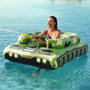 Inflatable Tank Pool Floats Adults - Kids Pool Floaties Swimming Pool Tank with Water Cannon Gun Swim Floaty Rafts Lake Beach Party Pool Toys for Boys Girls Kids Adults Green Inflatable Tank Pool Floats Adults - Kids Pool Floaties Swimming Pool Tank with Water Cannon Gun Swim Floaty Rafts Lake Beach Party Pool Toys for Boys Girls Kids Adults Green