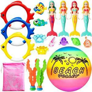 18 Pcs Diving Pool Toys for Kids Ages 3-12 Set with Storage Bag,Pool Games Summer Swim Water Sinking Mermaid Toys 18 Pcs Diving Pool Toys for Kids Ages 3-12 Set with Storage Bag,Pool Games Summer Swim Water Sinking Mermaid Toys