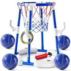 2-in-1 Pool Basketball Hoop & Ring Games with 4 Balls 12 Rings and Pump, Summer Water Outdoor Party Swimming Pool Toys Games for Kids Ages 4-8 8-12 Adult, Family Water Party Birthday Games Toys 2-in-1 Pool Basketball Hoop & Ring Games with 4 Balls 12 Rings and Pump, Summer Water Outdoor Party Swimming Pool Toys Games for Kids Ages 4-8 8-12 Adult, Family Water Party Birthday Games Toys