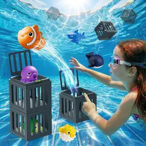 Pool Diving Toys for Kids, Underwater Swim Game Set with 6 Floating Sea Animals & 6 Dive Cages, Summer Water Toys for Pool, Bath & Beach Play, Birthday Gift for Boys Girls Ages 3-12 Pool Diving Toys for Kids, Underwater Swim Game Set with 6 Floating Sea Animals & 6 Dive Cages, Summer Water Toys for Pool, Bath & Beach Play, Birthday Gift for Boys Girls Ages 3-12