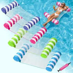 4 Pack Inflatable Pool Floats, 4-in-1 Water Hammock, Pool Floats Adult Size for Swimming Pool Party Summer Lake Water Fun 4 Pack Inflatable Pool Floats, 4-in-1 Water Hammock, Pool Floats Adult Size for Swimming Pool Party Summer Lake Water Fun