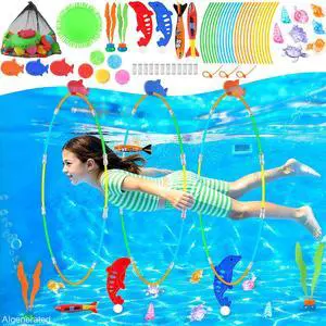 Pool Toys, 34PCS Swim Thru Rings Pool Games, Diving Toys with Diving Rings, Underwater Treasures, Diving Gems, Water Toys with Splash Balls, Water Frisbee, Swim Toys for Kids, Boys and Girls Pool Toys, 34PCS Swim Thru Rings Pool Games, Diving Toys with Diving Rings, Underwater Treasures, Diving Gems, Water Toys with Splash Balls, Water Frisbee, Swim Toys for Kids, Boys and Girls