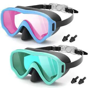 2 Packs Kids Goggles with Nose Cover, 180° Wide View Swimming Goggles for Kids 4-16, No More Hair Snags Anti-Fog No-Leak Snorkel Mask for Boys Girls Youth 2 Packs Kids Goggles with Nose Cover, 180° Wide View Swimming Goggles for Kids 4-16, No More Hair Snags Anti-Fog No-Leak Snorkel Mask for Boys Girls Youth
