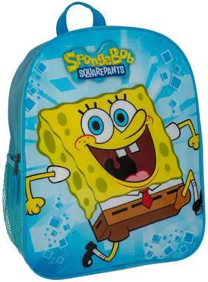 Spongebop Square Pants Kids Backpack, 15" School Bag for Girls & Boys, Blue Spongebop Square Pants Kids Backpack, 15" School Bag for Girls & Boys, Blue