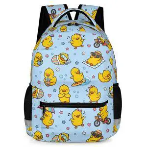 Cute Yellow Duck Backpack for Kids, Kawaii Cartoon Rubber Ducky Daily Life School Bag with Reflective Strip, Fun Lightweight Bookbag for Kindergarten Elementary Girls Boys, 17 Inch Cute Yellow Duck Backpack for Kids, Kawaii Cartoon Rubber Ducky Daily Life School Bag with Reflective Strip, Fun Lightweight Bookbag for Kindergarten Elementary Girls Boys, 17 Inch