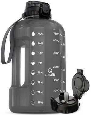 1 Gallon Water Bottle with Time Marker - Straw & Chug Lid - BPA Free Gym Water Bottle with Straw - Big Gallon Jug (Gray, 128 oz - 2in1 Lid) 1 Gallon Water Bottle with Time Marker - Straw & Chug Lid - BPA Free Gym Water Bottle with Straw - Big Gallon Jug (Gray, 128 oz - 2in1 Lid)