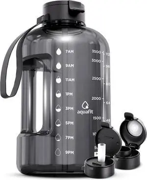 1 Gallon Water Bottle with Time Marker - Straw & Chug Lid - BPA Free Gym Water Bottle with Straw - Big Gallon Jug (Gray, 128 oz - 2 Lids) 1 Gallon Water Bottle with Time Marker - Straw & Chug Lid - BPA Free Gym Water Bottle with Straw - Big Gallon Jug (Gray, 128 oz - 2 Lids)