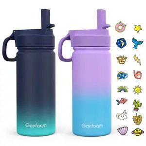 Kids Water Bottle, 2-Pack 16oz Water Bottles with Stickers and Straw, Stainless Steel Vacuum Insulated cup, Kids Water Bottle for School, Gifts for Boys and Girls(Blue/Purple) Kids Water Bottle, 2-Pack 16oz Water Bottles with Stickers and Straw, Stainless Steel Vacuum Insulated cup, Kids Water Bottle for School, Gifts for Boys and Girls(Blue/Purple)