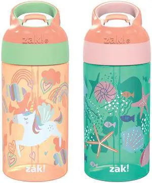 16oz Riverside Kids Water Bottle with Spout Cover and Built-in Carrying Loop, Made of Durable Plastic, Leak-Proof Water Bottle Design for Travel (Unicorn & Shells, Pack of 2) 16oz Riverside Kids Water Bottle with Spout Cover and Built-in Carrying Loop, Made of Durable Plastic, Leak-Proof Water Bottle Design for Travel (Unicorn & Shells, Pack of 2)