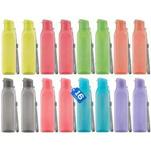 Bulk Water Bottles Set of 16 17oz Multicolor Sports Bottles for Kids and Adults Leak Proof Water Bottles with Carry Strap Square Reusable Bottles for Juice, Drinks BPA-Free Dishwasher-Safe Bulk Water Bottles Set of 16 17oz Multicolor Sports Bottles for Kids and Adults Leak Proof Water Bottles with Carry Strap Square Reusable Bottles for Juice, Drinks BPA-Free Dishwasher-Safe
