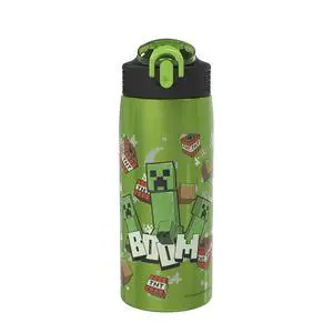 Minecraft Water Bottle for Travel and At Home, 19 oz Vacuum Insulated Stainless Steel with Locking Spout Cover, Built-In Carrying Loop, Leak-Proof Design (Creeper) Minecraft Water Bottle for Travel and At Home, 19 oz Vacuum Insulated Stainless Steel with Locking Spout Cover, Built-In Carrying Loop, Leak-Proof Design (Creeper)